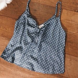 Blue and white polka dot tank